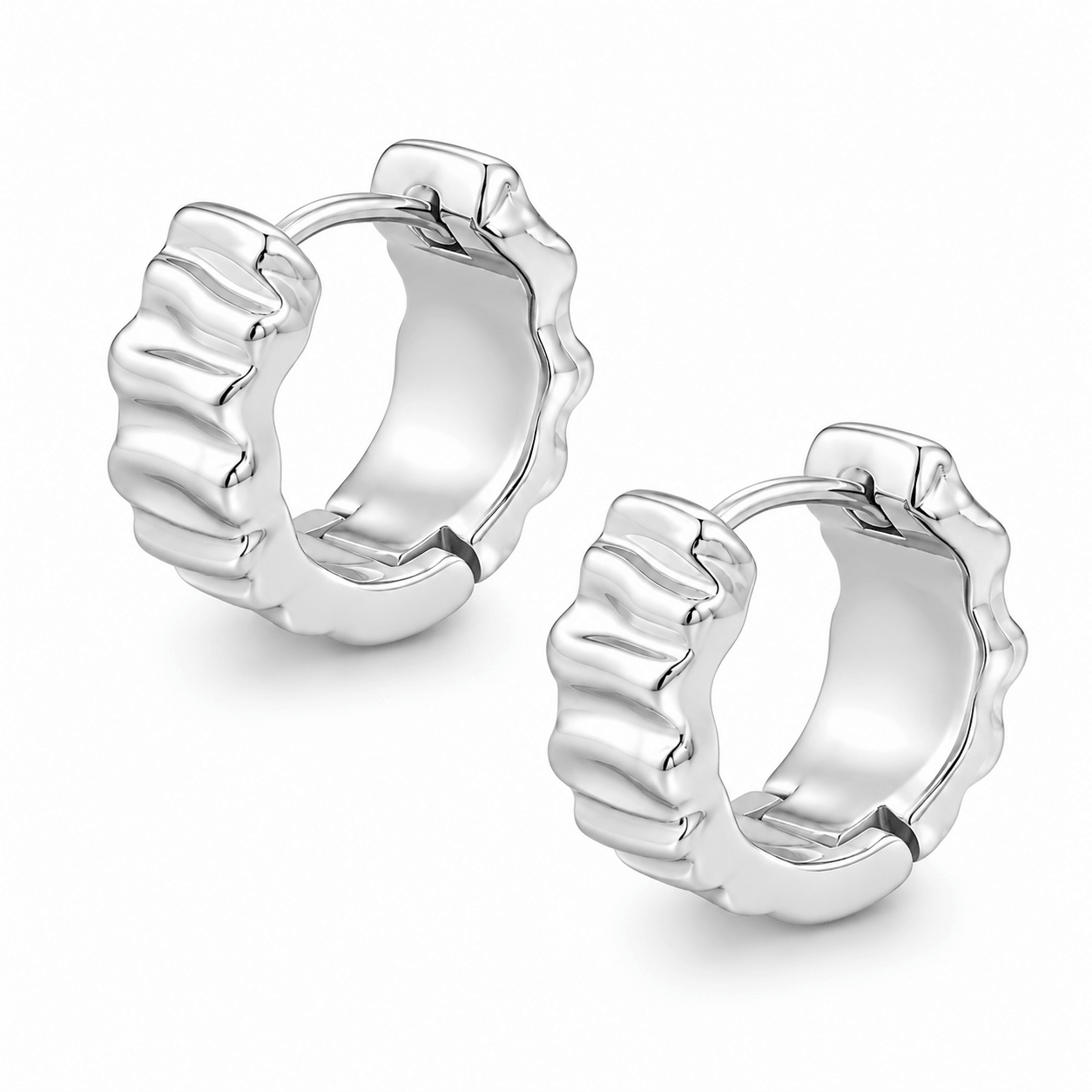 Ribbed Huggie Hoops