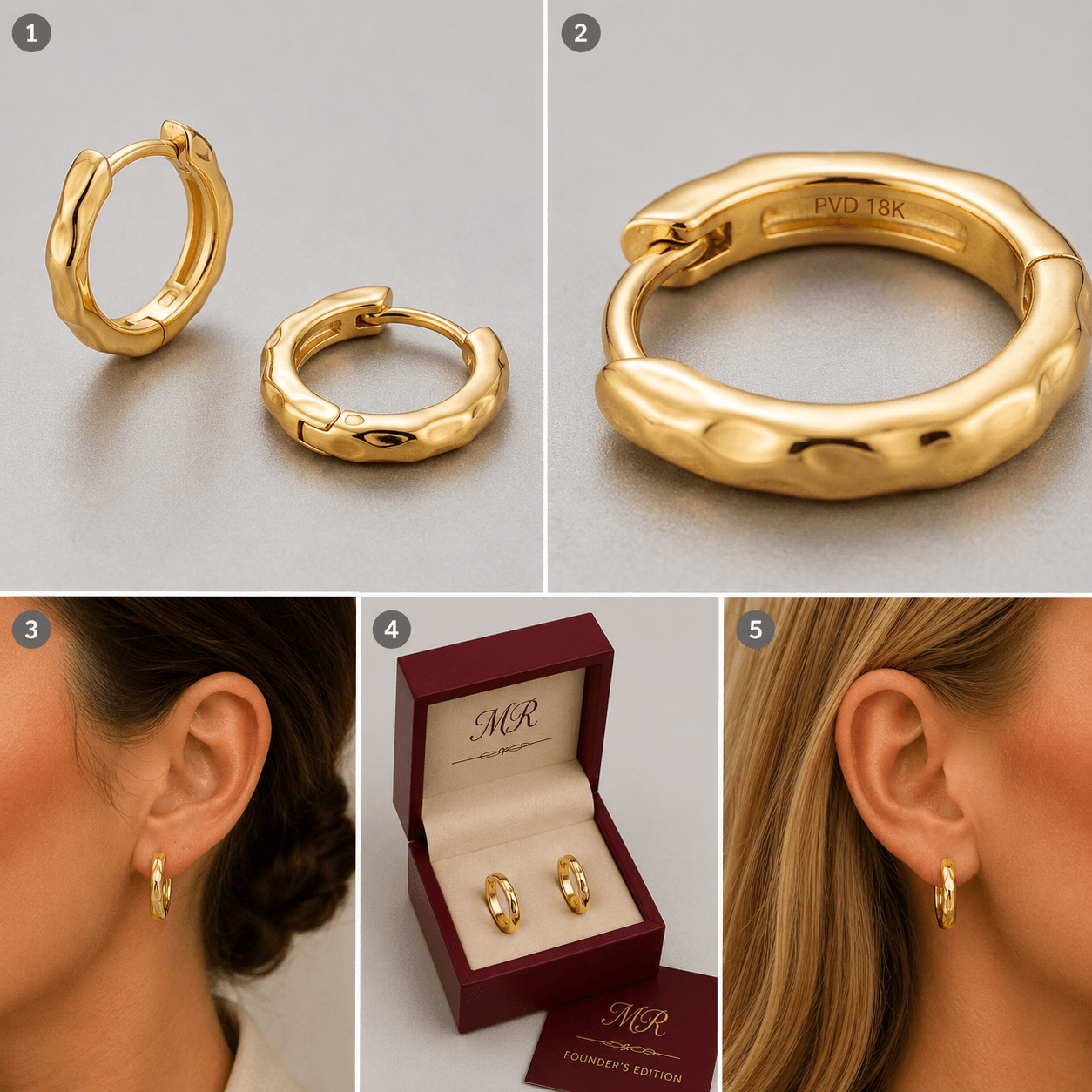 Hammered Huggie Hoops
