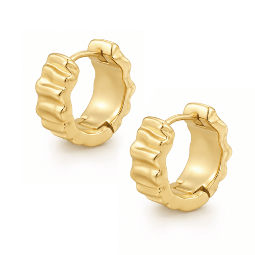Ribbed Huggie Hoops